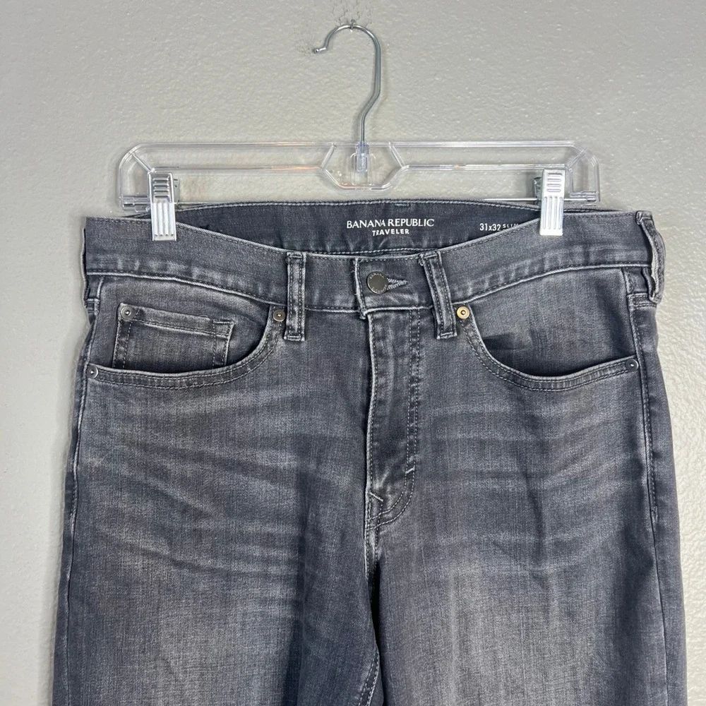 Banana Republic Traveler Jeans Mens 31x28* Slim Fit Dark Vintage Wash Stretch